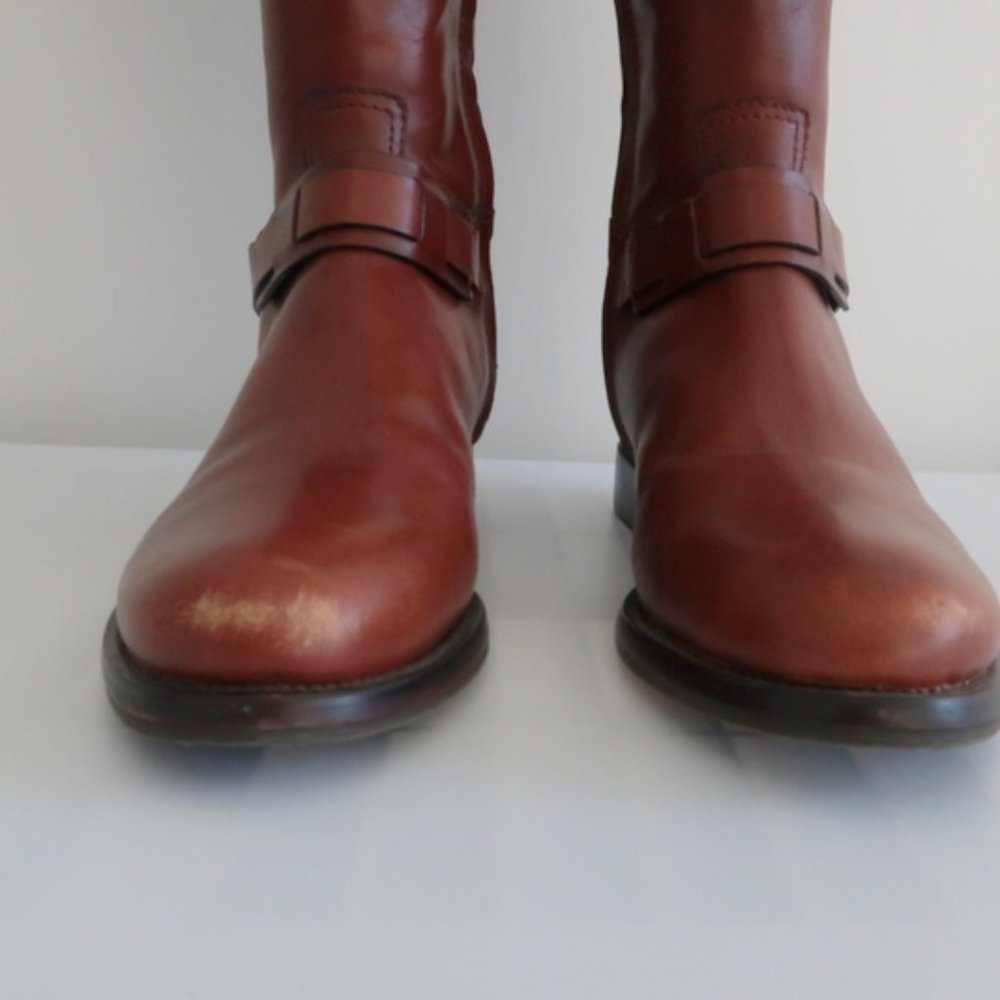Tory Burch Derby Riding Boots Brown Leather - Picture 2 of 8